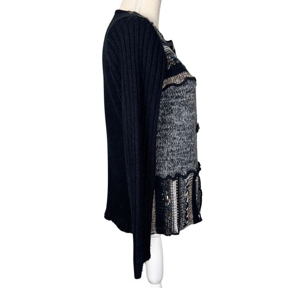 Coldwater Creek Boho Patchwork Cardigan Sweater Artsy Cottagecore Eclectic M - Picture 4 of 7